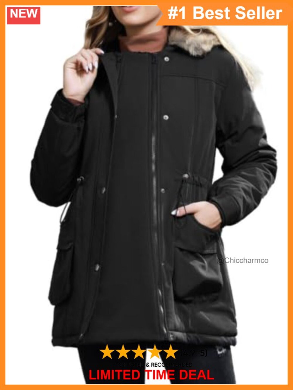 Maternity 3-in-1 Baby Wearing Winter Parka Fleece Lined Hooded